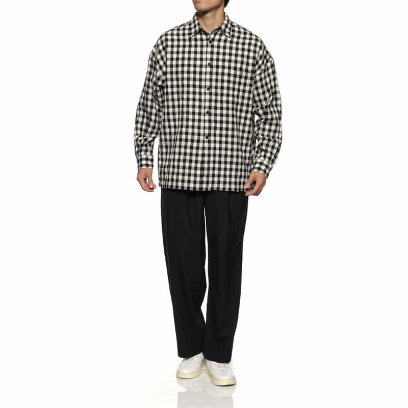 BARNEYS NEW YORK ギンガムチェック柄シャツ BLACK