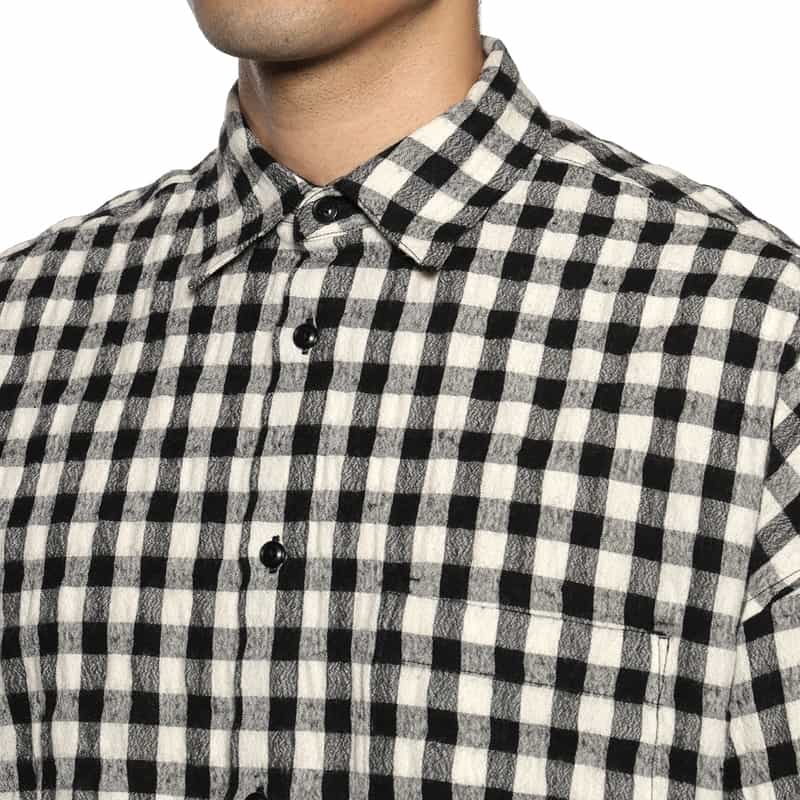 BARNEYS NEW YORK ギンガムチェック柄シャツ BLACK