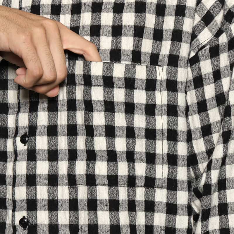 BARNEYS NEW YORK ギンガムチェック柄シャツ BLACK