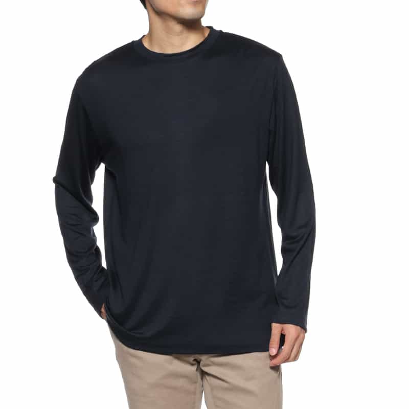 BARNEYS NEW YORK ウール素材ニットプルオーバー NAVY