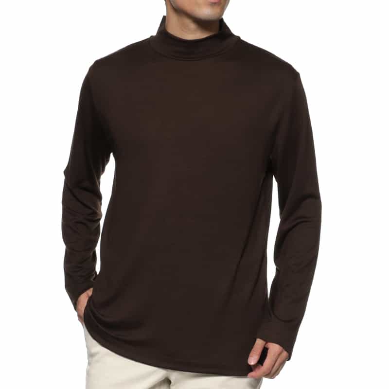 BARNEYS NEW YORK ウール素材モックネックニットプルオーバー BROWN