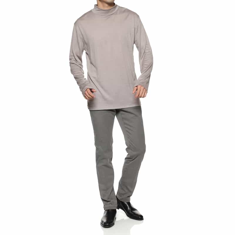 BARNEYS NEW YORK ウール素材モックネックニットプルオーバー GRAY