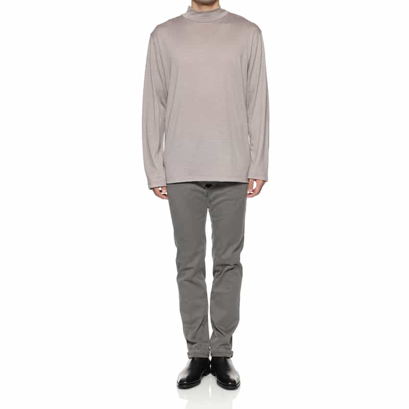 BARNEYS NEW YORK ウール素材モックネックニットプルオーバー GRAY