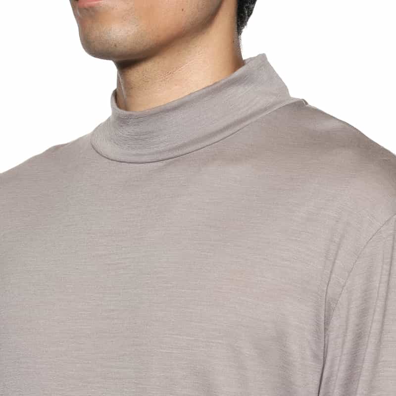 BARNEYS NEW YORK ウール素材モックネックニットプルオーバー GRAY