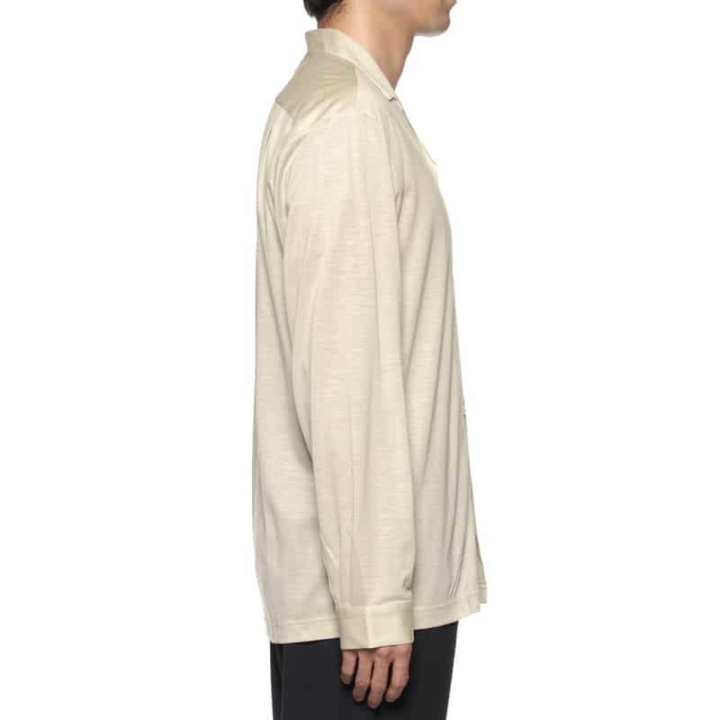 BARNEYS NEW YORK ウォッシャブル オープンカラーニットシャツ GRAY