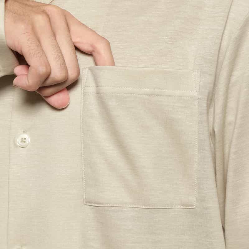 BARNEYS NEW YORK ウォッシャブル オープンカラーニットシャツ GRAY