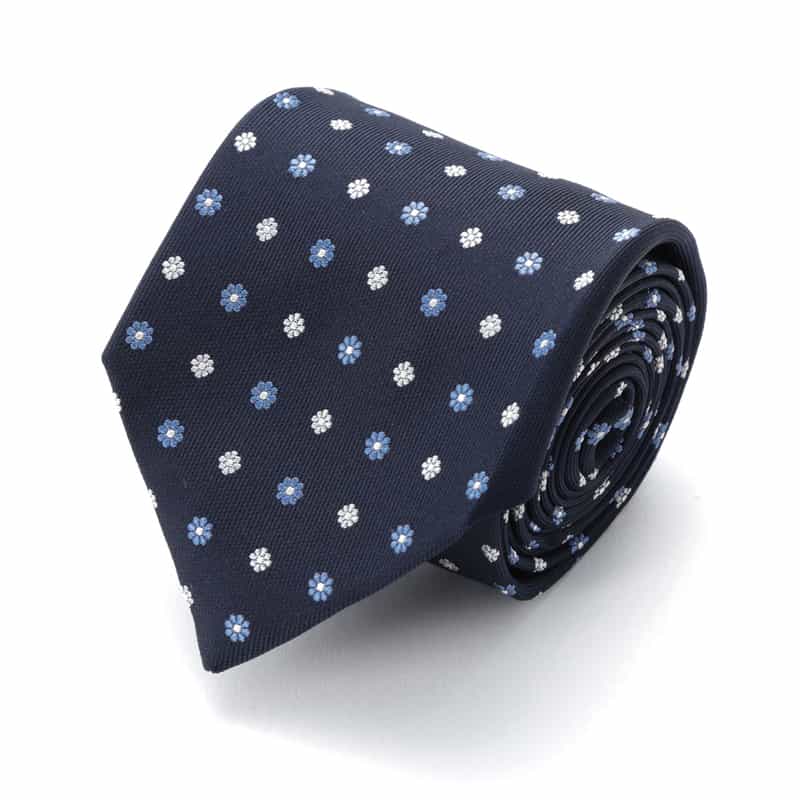 BARNEYS NEW YORK 花小紋柄タイ NAVY