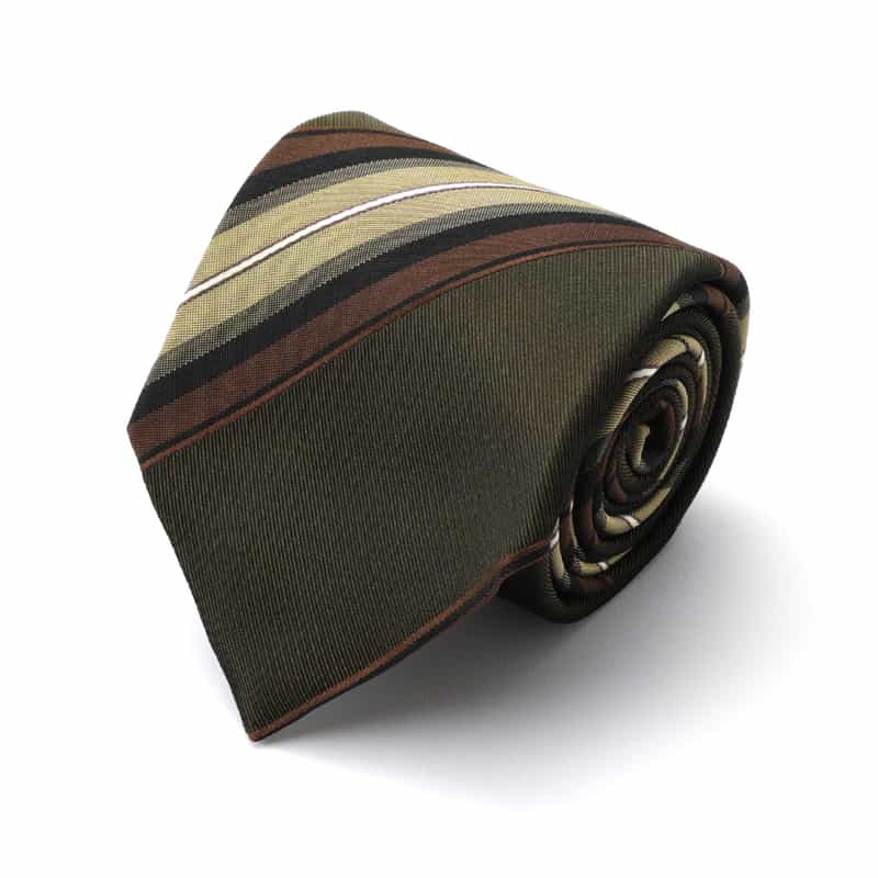 BARNEYS NEW YORK オルタネイトストライプ柄タイ KHAKI