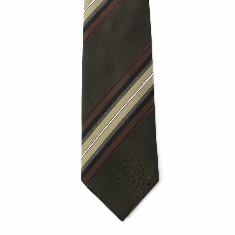 BARNEYS NEW YORK オルタネイトストライプ柄タイ KHAKI