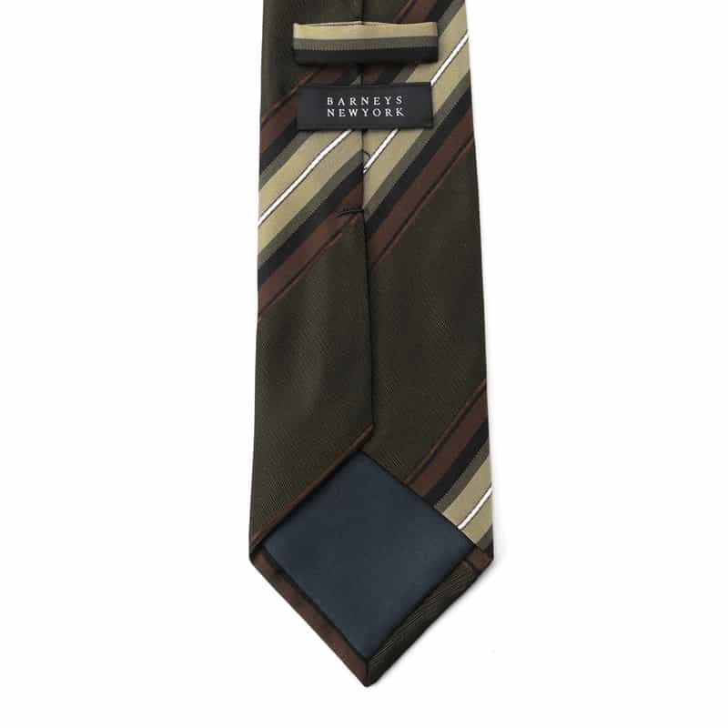 BARNEYS NEW YORK オルタネイトストライプ柄タイ KHAKI