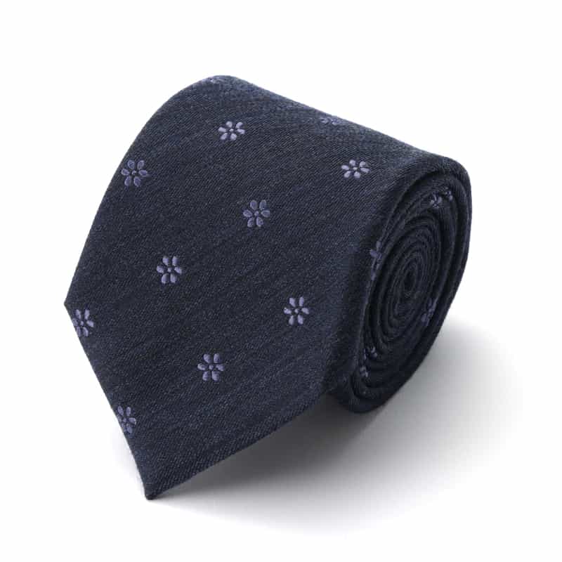 BARNEYS NEW YORK 花小紋柄タイ NAVY