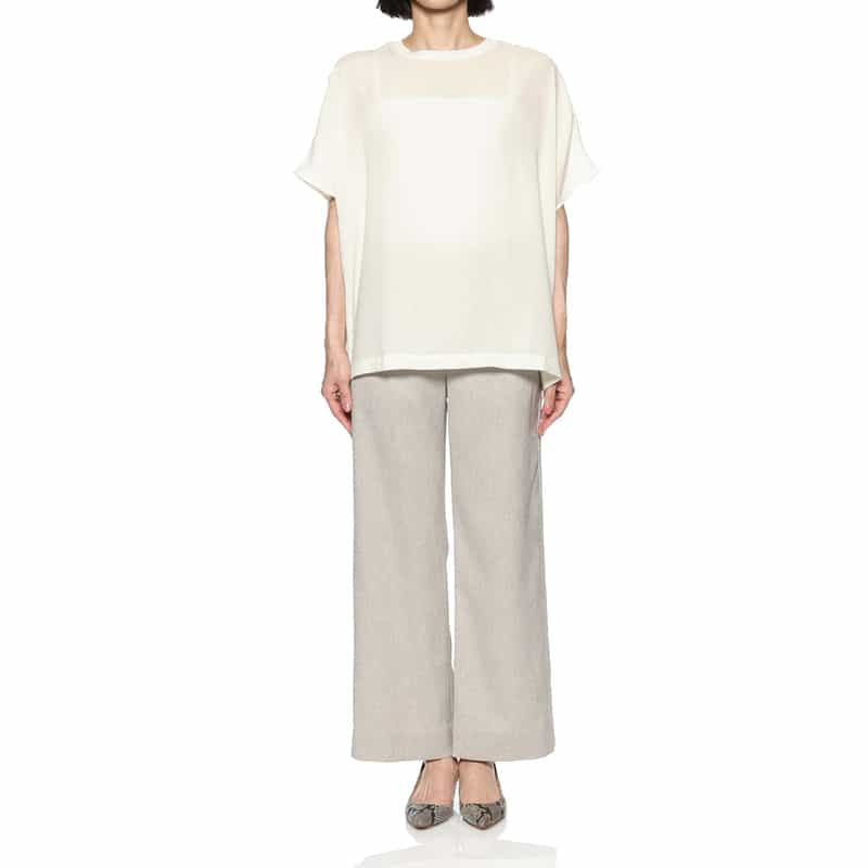 BARNEYS NEW YORK ウォッシャブル シアー素材カットソー WHITE