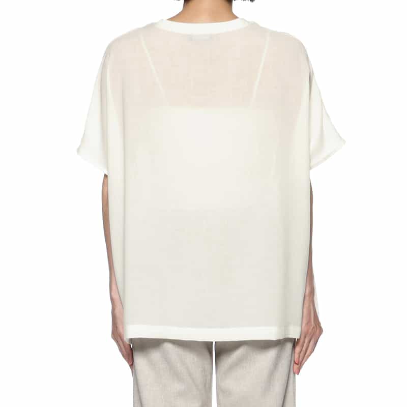 BARNEYS NEW YORK ウォッシャブル シアー素材カットソー WHITE