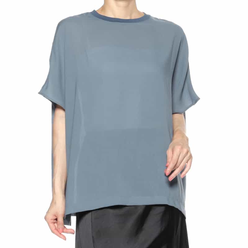 BARNEYS NEW YORK ウォッシャブル シアー素材カットソー BLUE