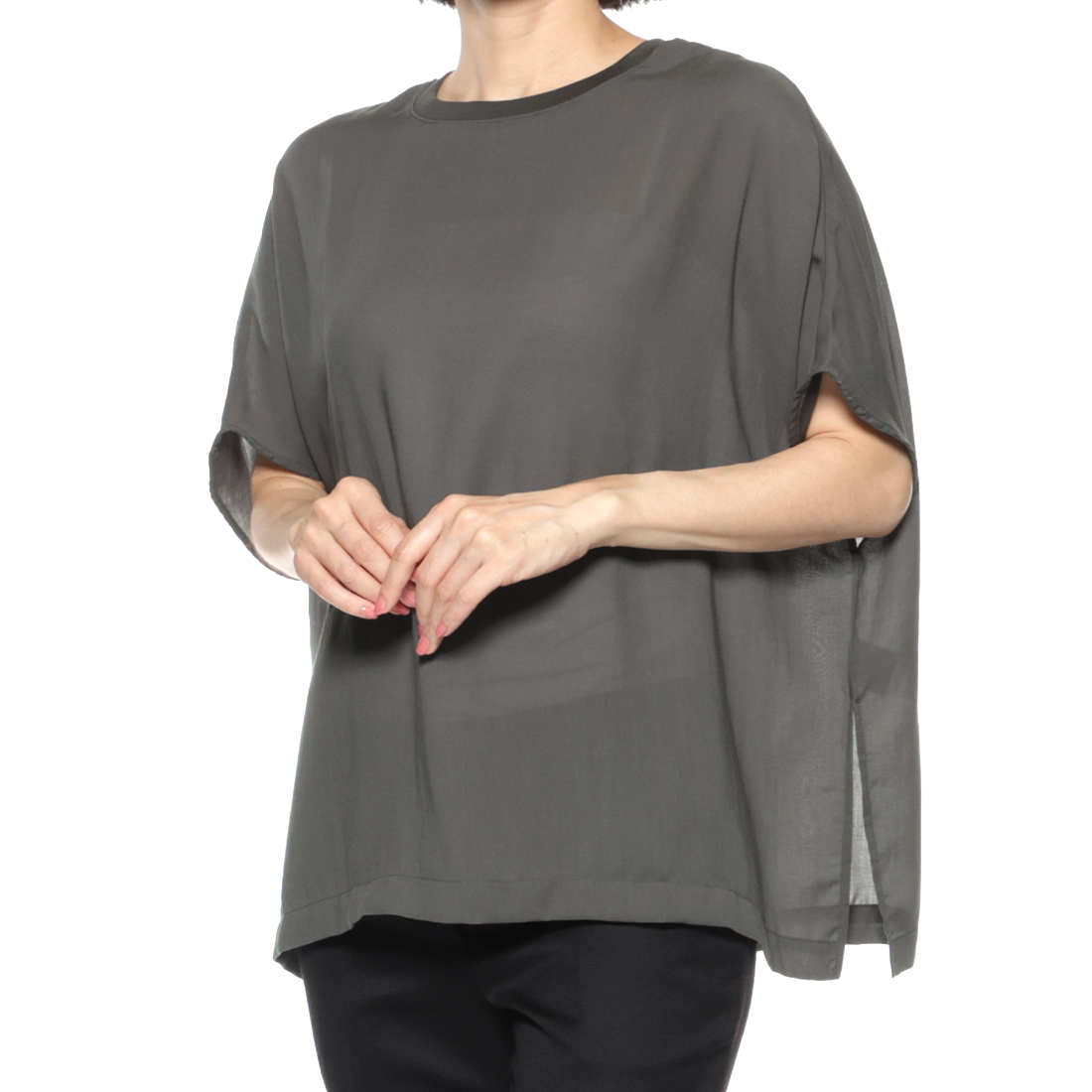 ウォッシャブル シアー素材カットソー