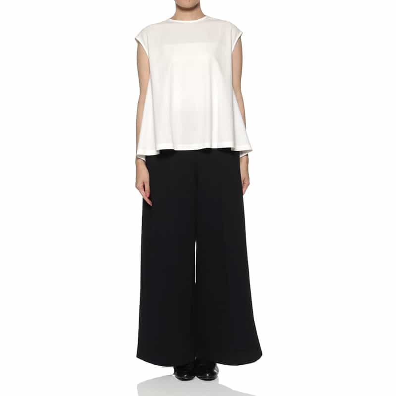 BARNEYS NEW YORK ウォッシャブル バックリボンフレアカットソー WHITE