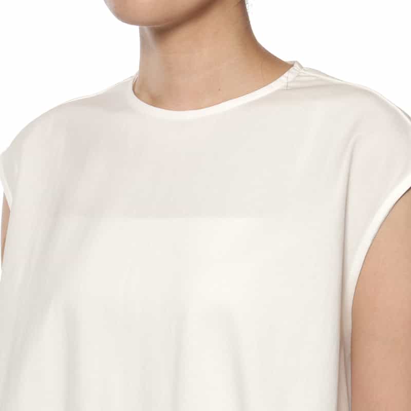 BARNEYS NEW YORK ウォッシャブル バックリボンフレアカットソー WHITE