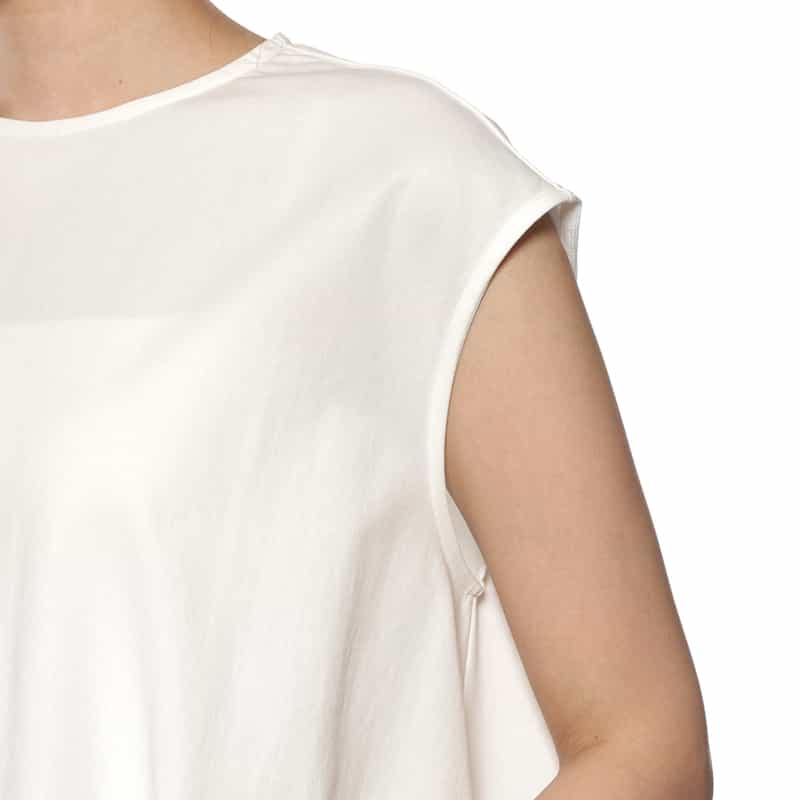 BARNEYS NEW YORK ウォッシャブル バックリボンフレアカットソー WHITE