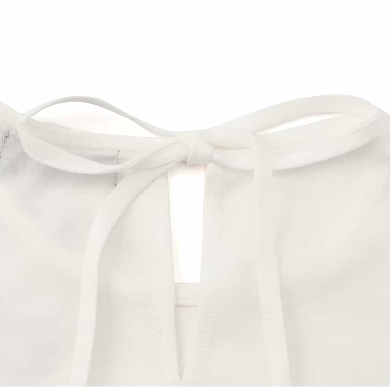 BARNEYS NEW YORK ウォッシャブル バックリボンフレアカットソー WHITE