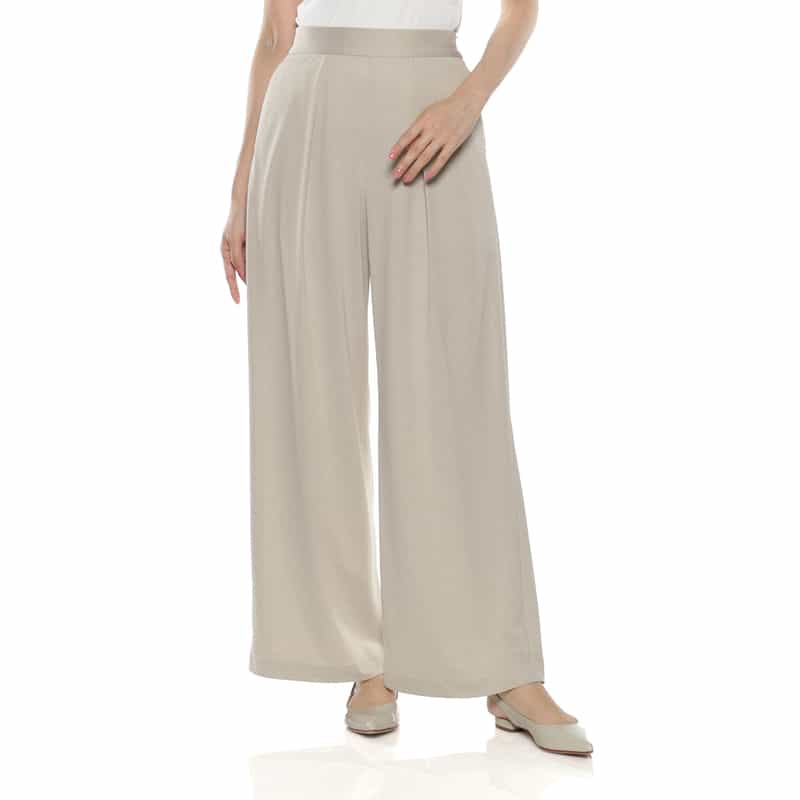 BARNEYS NEW YORK ウォッシャブル タック入りワイドパンツ BEIGE