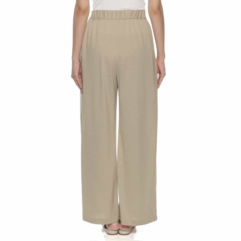 BARNEYS NEW YORK ウォッシャブル タック入りワイドパンツ BEIGE