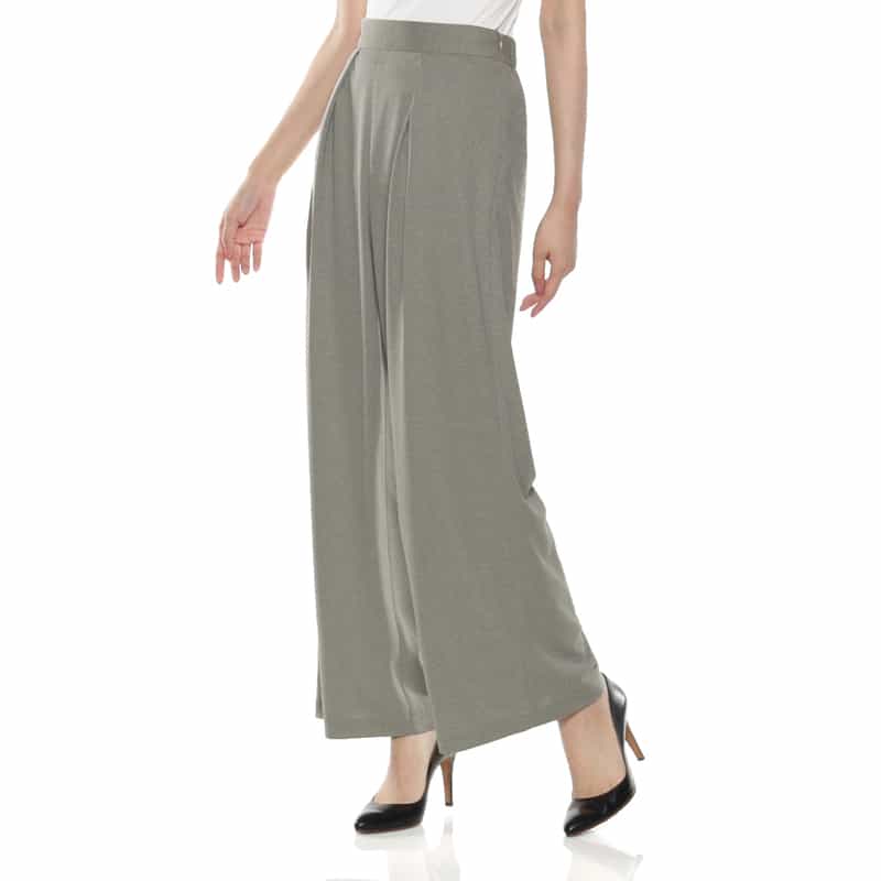 BARNEYS NEW YORK ウォッシャブル タック入りワイドパンツ GRAY