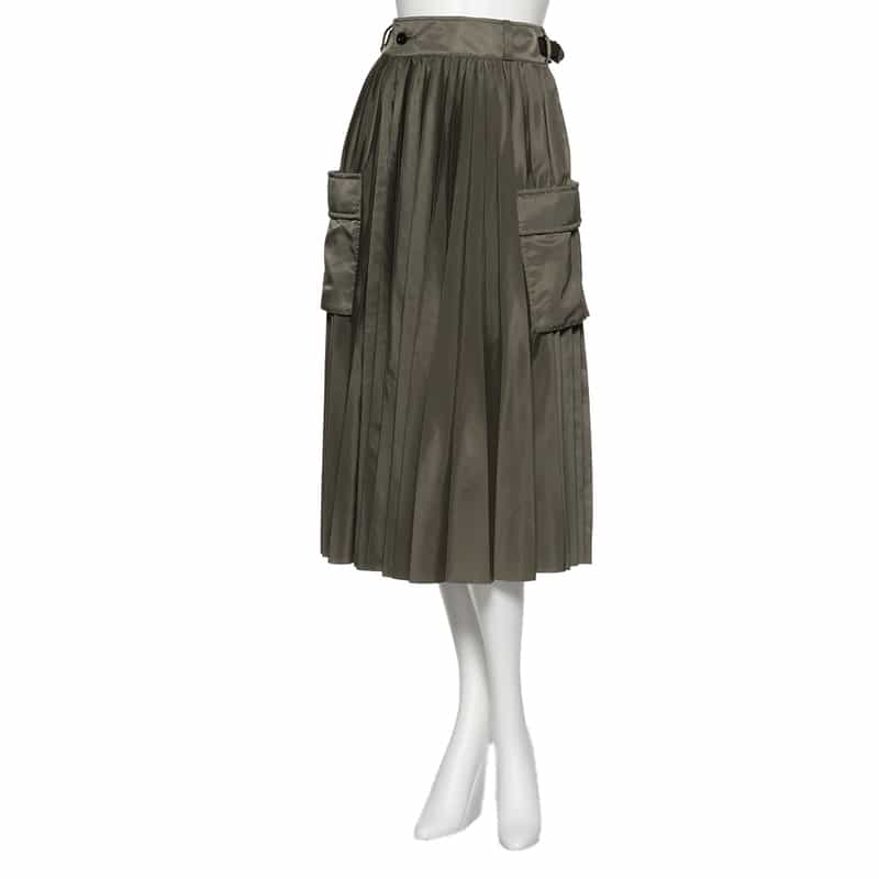 SACAI ナイロンツイル プリーツスカート TAUPE