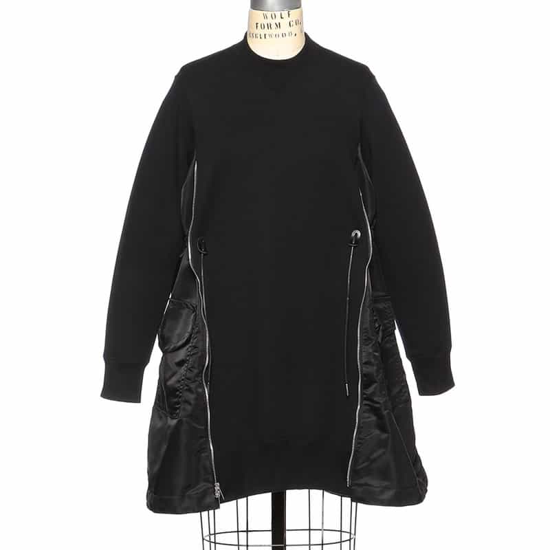 SACAI SACAI＜サカイ＞コンビネーション スウェットドレス BLACK