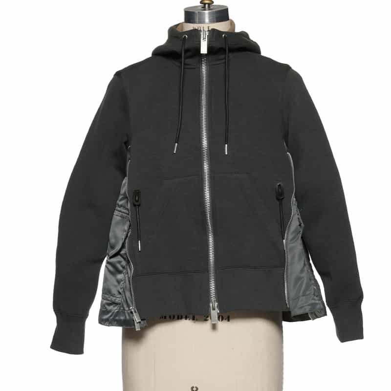 SACAI コンビネーション スポンジスエットフーディ DARK GRAY