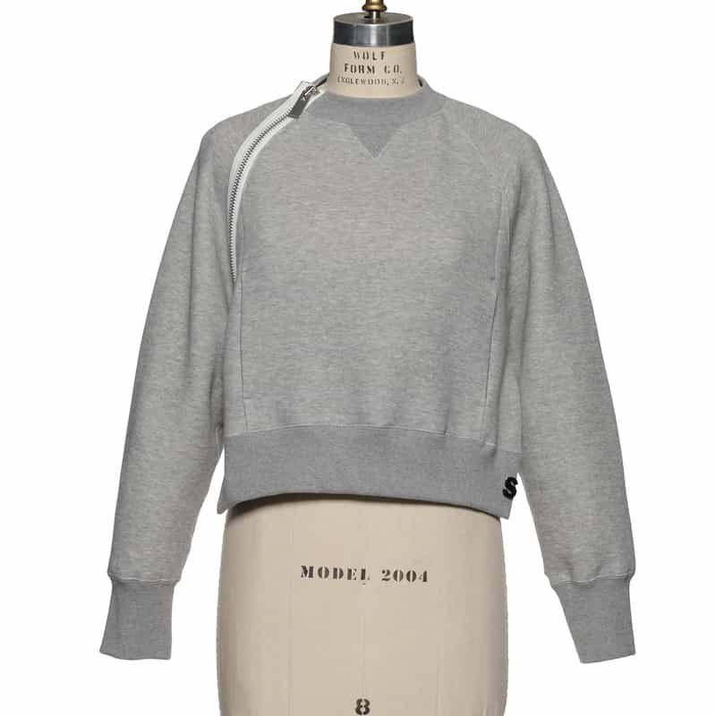 SACAI ジップアップ スエットプルオーバー LT GRAY