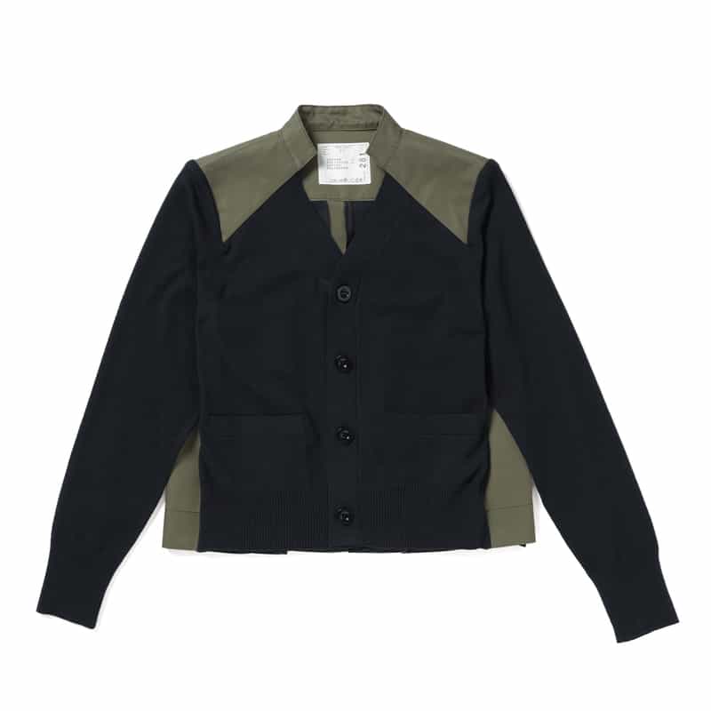 SACAI SACAI<サカイ>コンビネーション バックプリーツVネックニットカーディガン NAVY