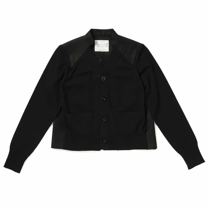 SACAI SACAI<サカイ>コンビネーション バックプリーツVネックニットカーディガン BLACK