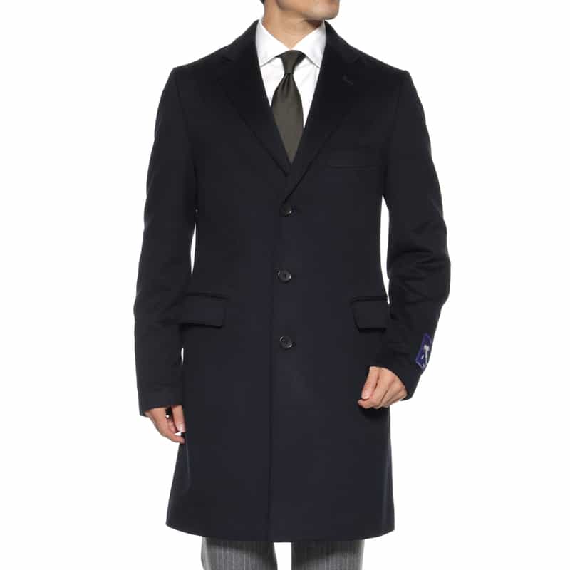 BARNEYS NEW YORK カシミヤ チェスターコート NAVY