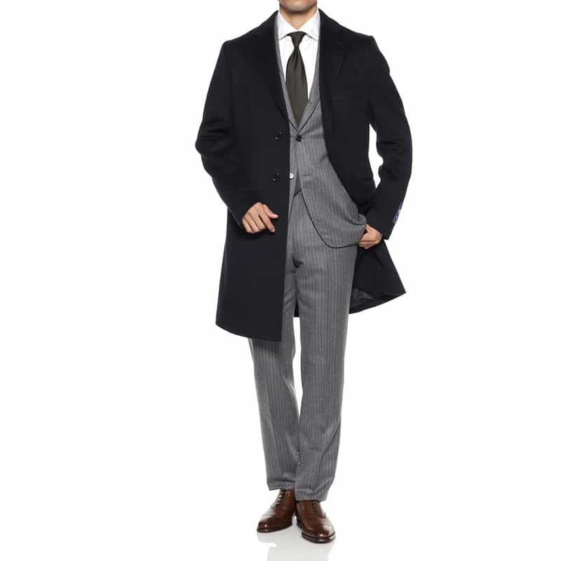 BARNEYS NEW YORK カシミヤ チェスターコート NAVY