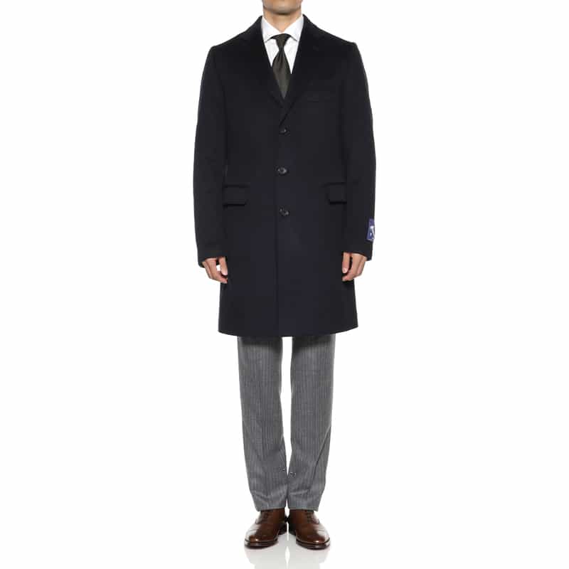 BARNEYS NEW YORK カシミヤ チェスターコート NAVY