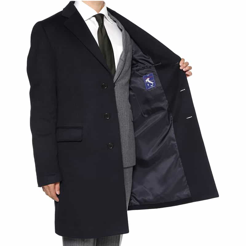 BARNEYS NEW YORK カシミヤ チェスターコート NAVY