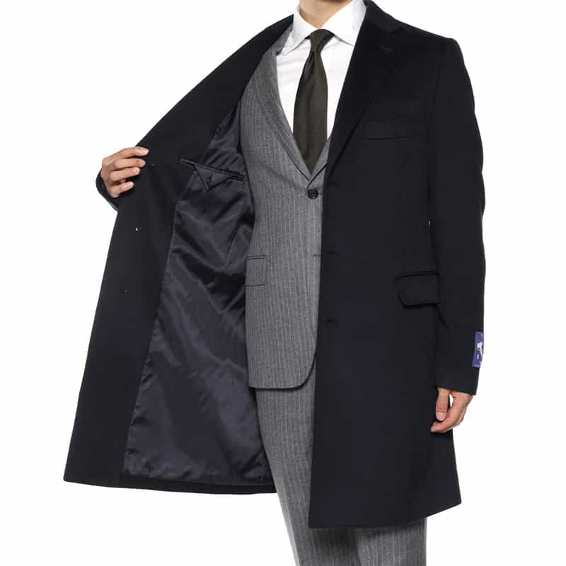 BARNEYS NEW YORK カシミヤ チェスターコート NAVY