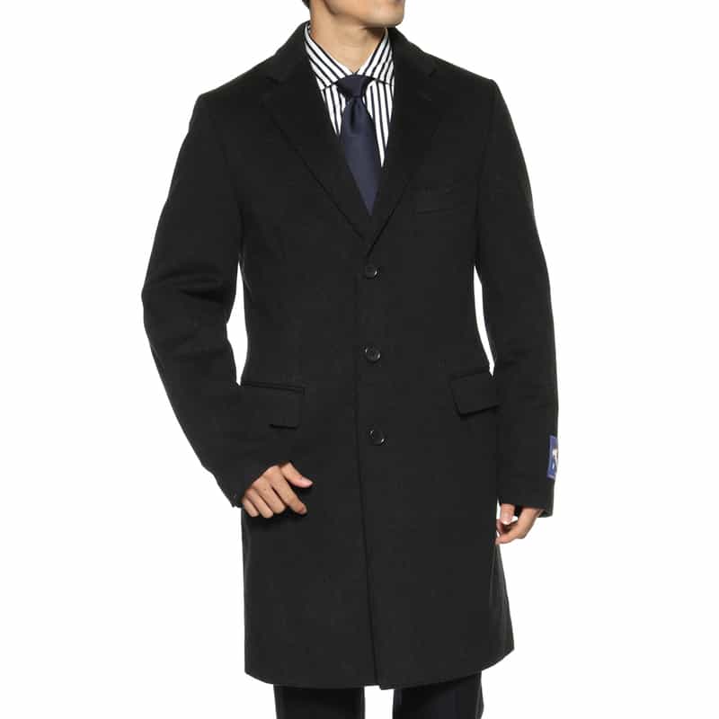 BARNEYS NEW YORK カシミヤ チェスターコート DARK GRAY