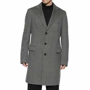 カシミヤ100%ヘリンボーン柄チェスターコート