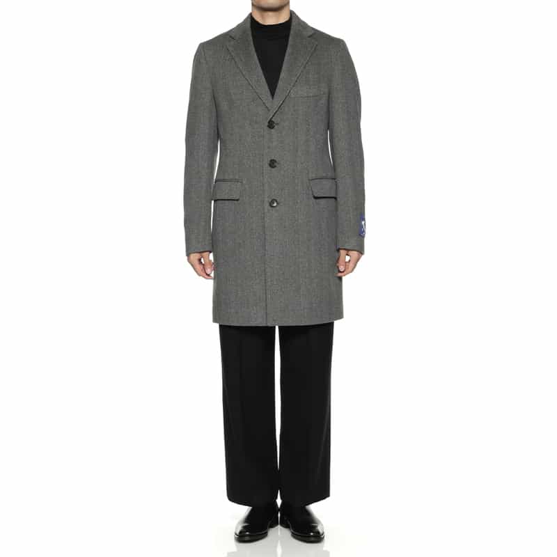BARNEYS NEW YORK カシミヤ ヘリンボーン柄チェスターコート GRAY