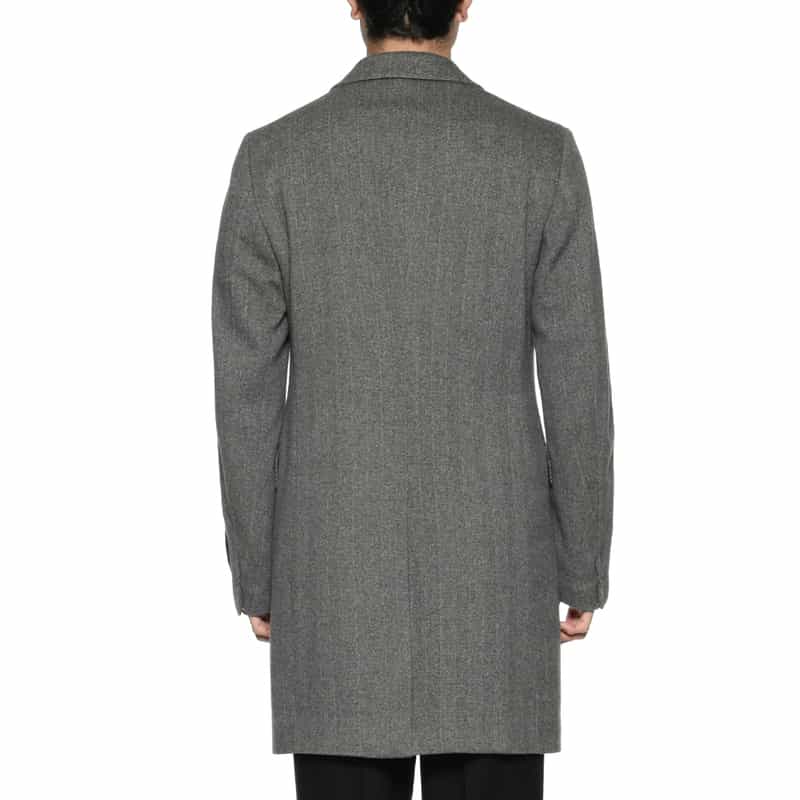 BARNEYS NEW YORK カシミヤ ヘリンボーン柄チェスターコート GRAY
