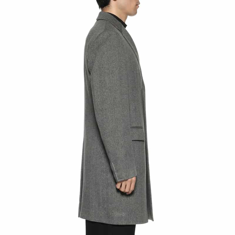 BARNEYS NEW YORK カシミヤ ヘリンボーン柄チェスターコート GRAY
