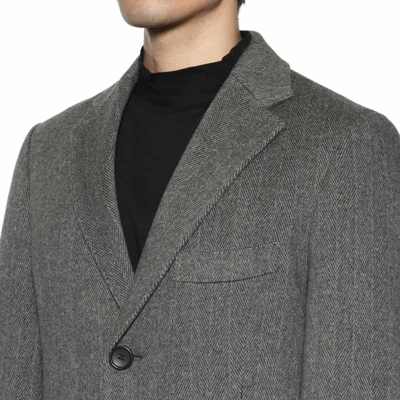 BARNEYS NEW YORK カシミヤ ヘリンボーン柄チェスターコート GRAY