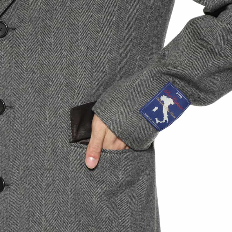 BARNEYS NEW YORK カシミヤ ヘリンボーン柄チェスターコート GRAY