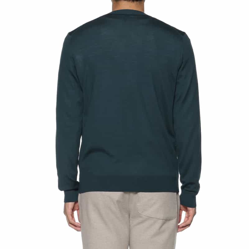 BARNEYS NEW YORK SUPER140Sウール Vネックニットカーディガン GREEN