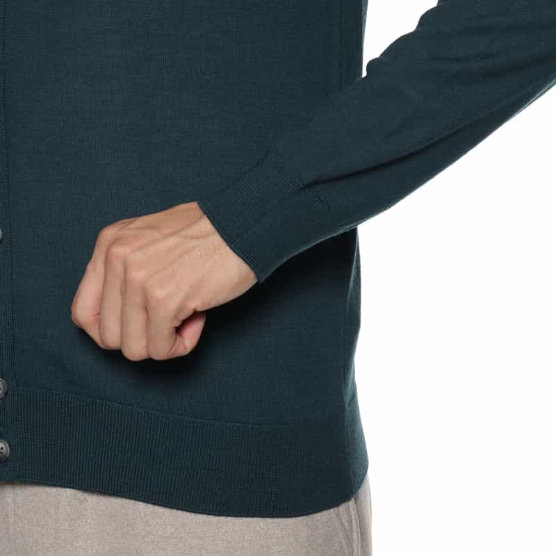 BARNEYS NEW YORK SUPER140Sウール Vネックニットカーディガン GREEN