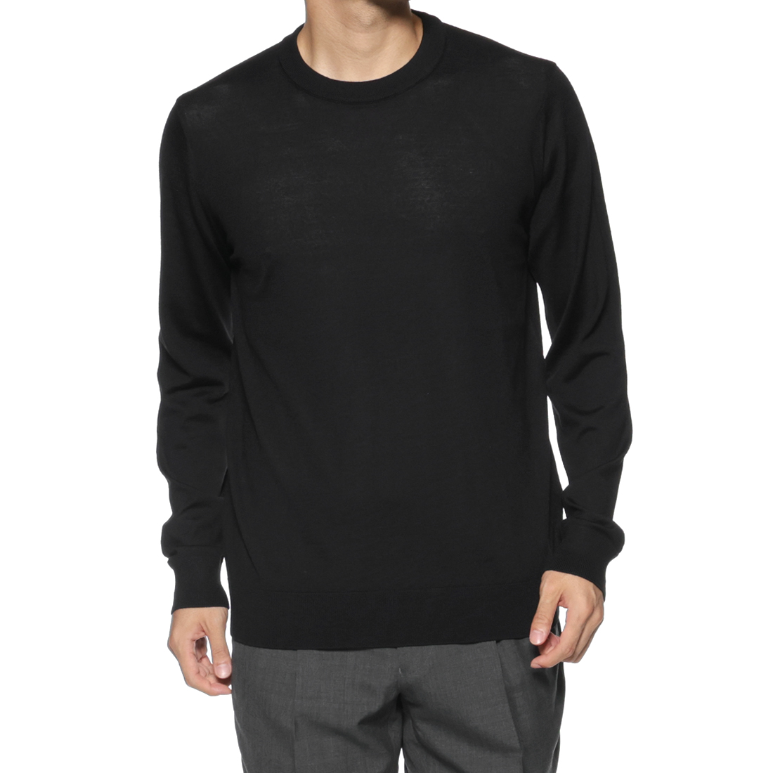 SUPER140Sウール クルーネックニットプルオーバー