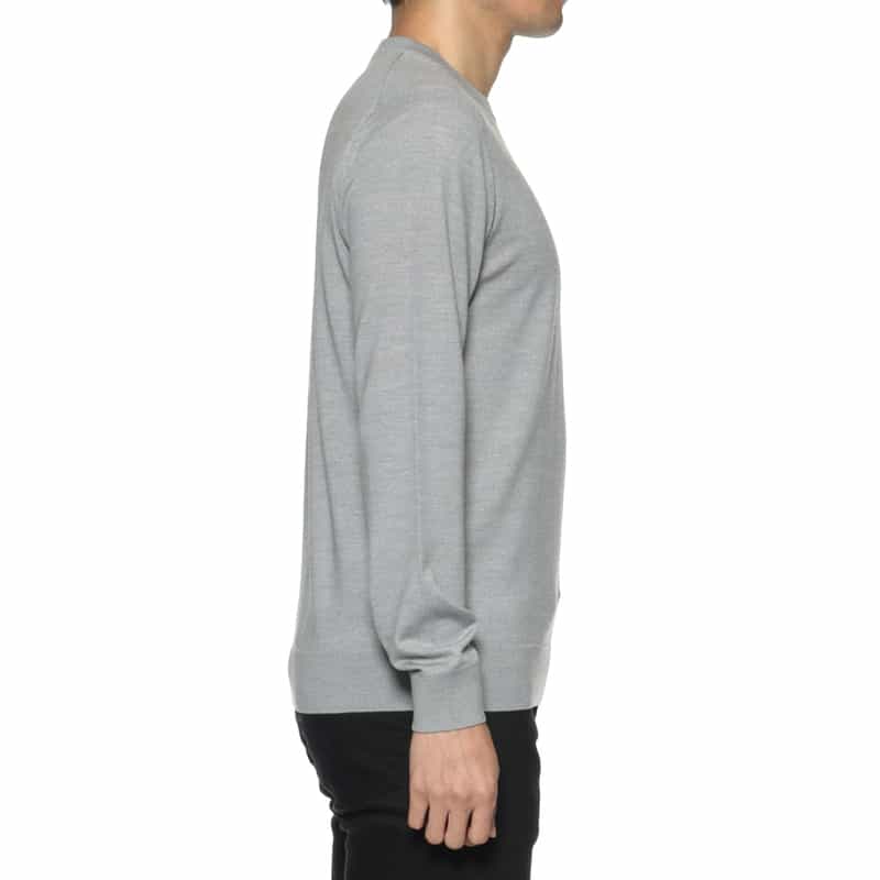 BARNEYS NEW YORK SUPER140Sウール クルーネックニットプルオーバー LIGHT GRAY