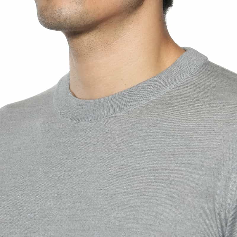 BARNEYS NEW YORK SUPER140Sウール クルーネックニットプルオーバー LIGHT GRAY