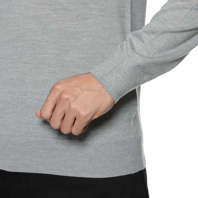 BARNEYS NEW YORK SUPER140Sウール クルーネックニットプルオーバー LIGHT GRAY